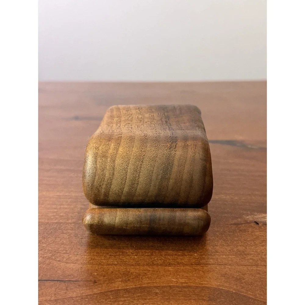 Vintage MCM Fred & Marilyn Buss Sculptural Wood Trinket Box Walnut Mushroom 5